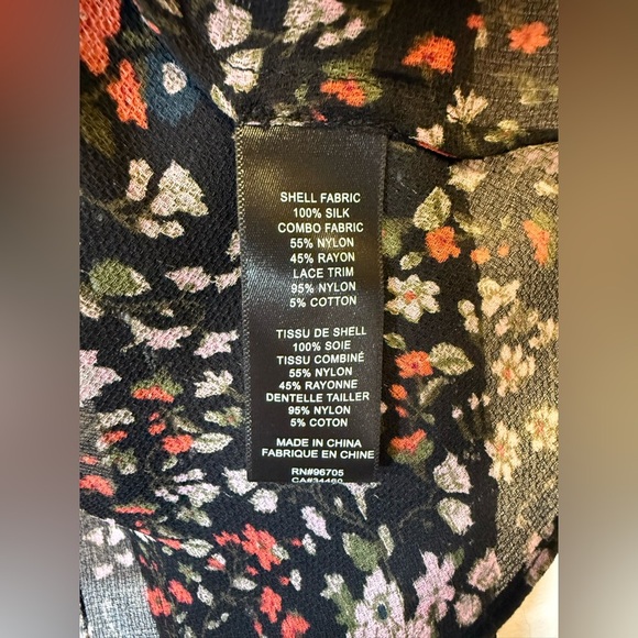 Rebecca Taylor ‘Lyra’ Red Floral Black Lace Pintuck Silk Blouse Women’s Size 00 - Picture 14 of 15